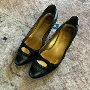 J Crew Peep Wool and leather heel | Size 9